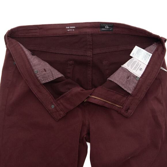 AG Adriano Goldschmied Maroon The Prima Cigarette Leg Jeans Size 32 - Picture 6 of 13